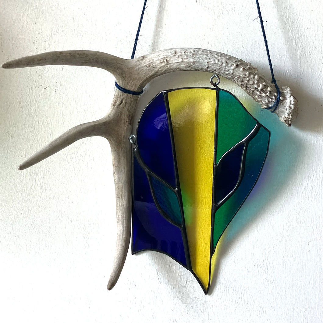 Blue & Yellow Antler Piece