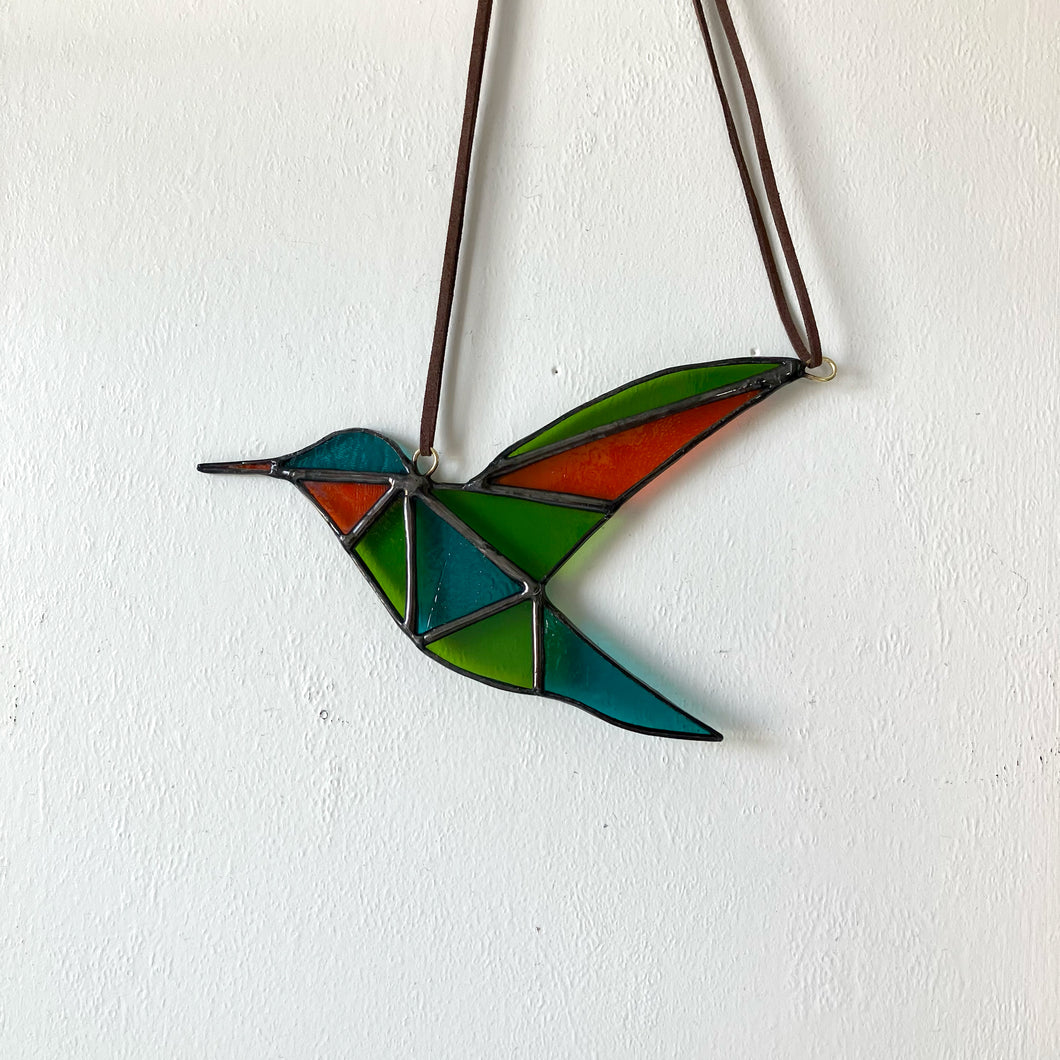 Geometric Ruby-Throated Hummingbird